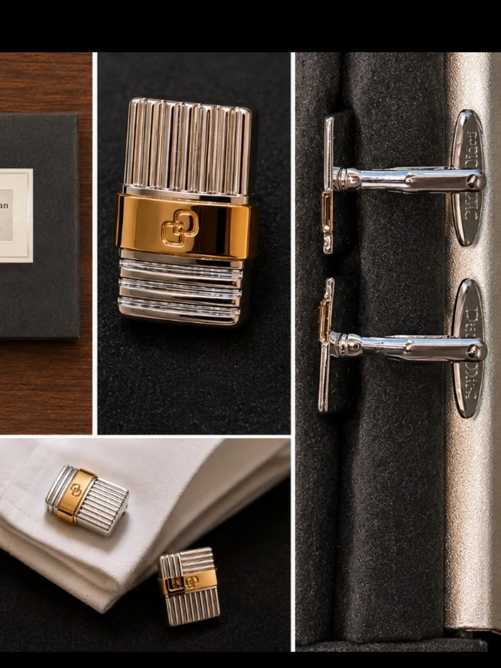 Christian Dior $600 CD Gold&Silver Cufflinks like new in case